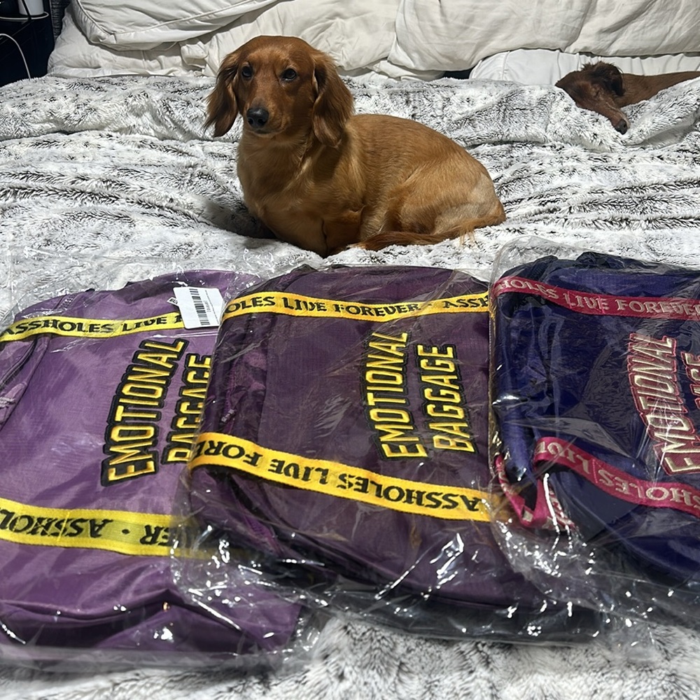 Assholes Live Forever PURPLE  PRINTED STRAP LINED DUFFLE BAG